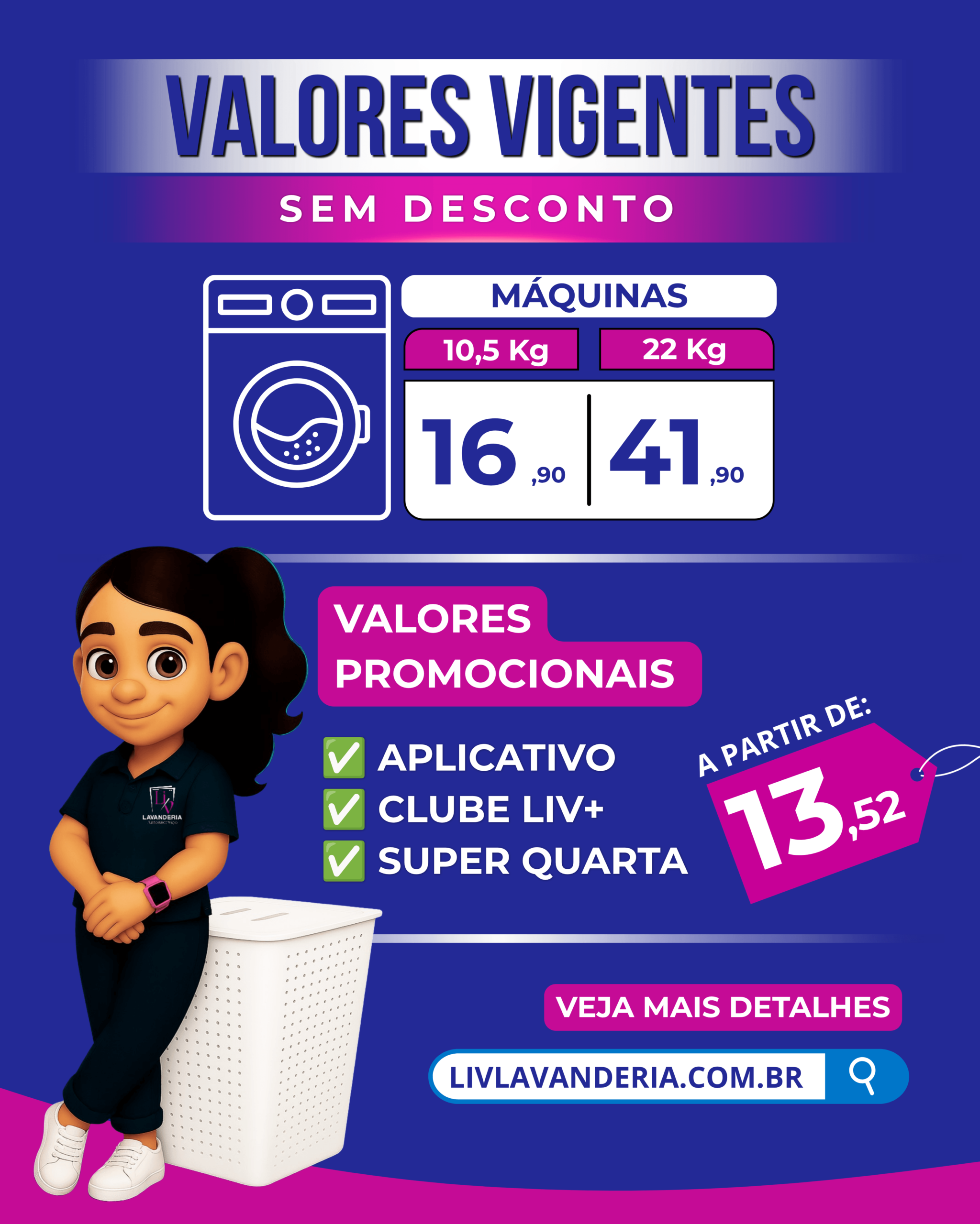 Tabela de preços LIV Lavanderia